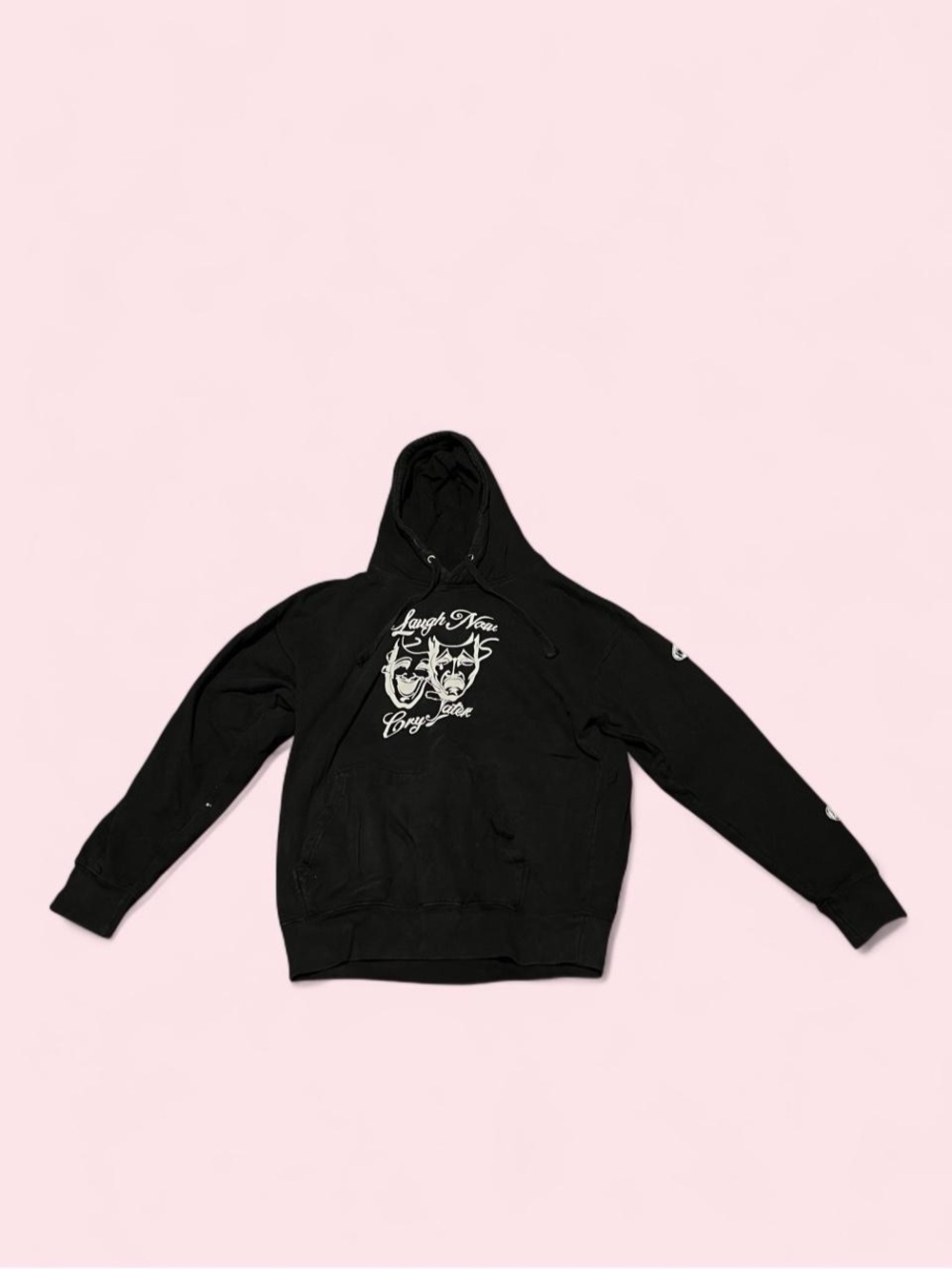 Small Black Graphic Hoodie Sweatshirt - Laugh Now, Cry Later